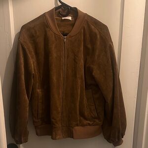 Women’s Brown Suede Bomber Jacket